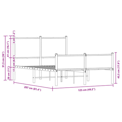 Metallbett ohne Matratze Eichen-Optik 120x200 cm