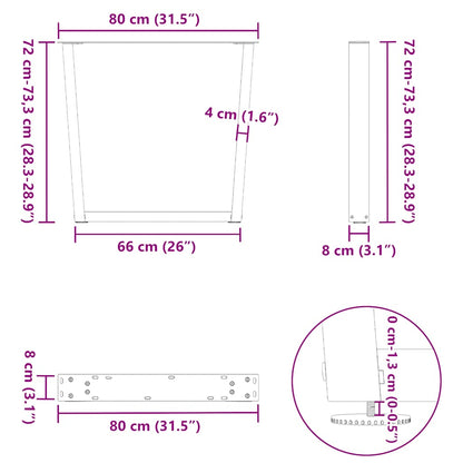 Esstisch Beine V-Form 2 Stück Weiß 80x(72-73,3) cm Stahl