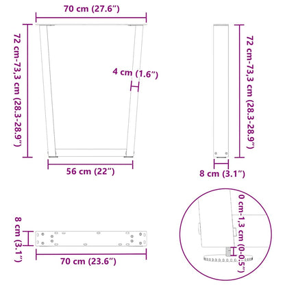 Esstisch Beine V-Form 3 Stück Weiß 70x(72-73,3) cm Stahl