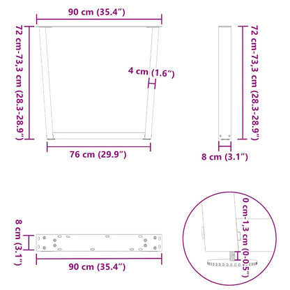 Esstischbeine V-Form 3 Stück Weiß 90x(72-73,3) cm Stahl