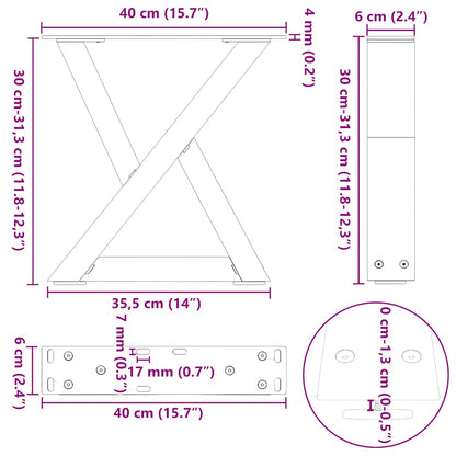 Couchtischbeine 2 Stk. Anthrazit 40x(30-31,3) cm Stahl