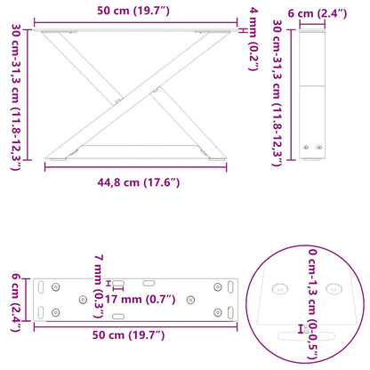 Couchtischbeine 2 Stk. Naturstahl 50x(30-31,3) cm Stahl