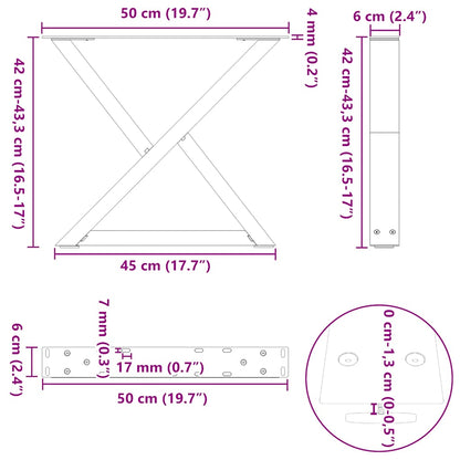 Couchtischbeine 2 Stk. Naturstahl 50x(42-43,3) cm Stahl