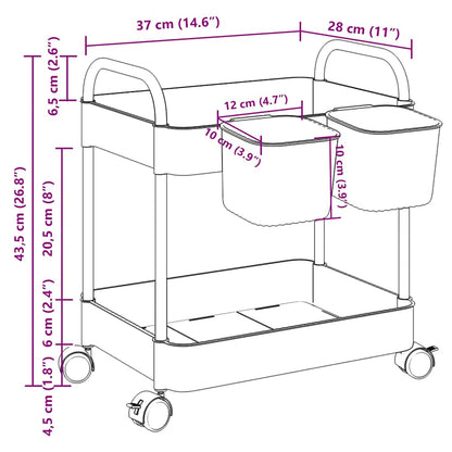 Aufbewahrungswagen 2 Etagen Transparent 37x27,5x43,5 cm Acryl