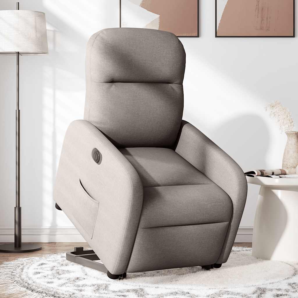 Relaxsessel mit Aufstehhilfe Elektrisch Taupe Stoff