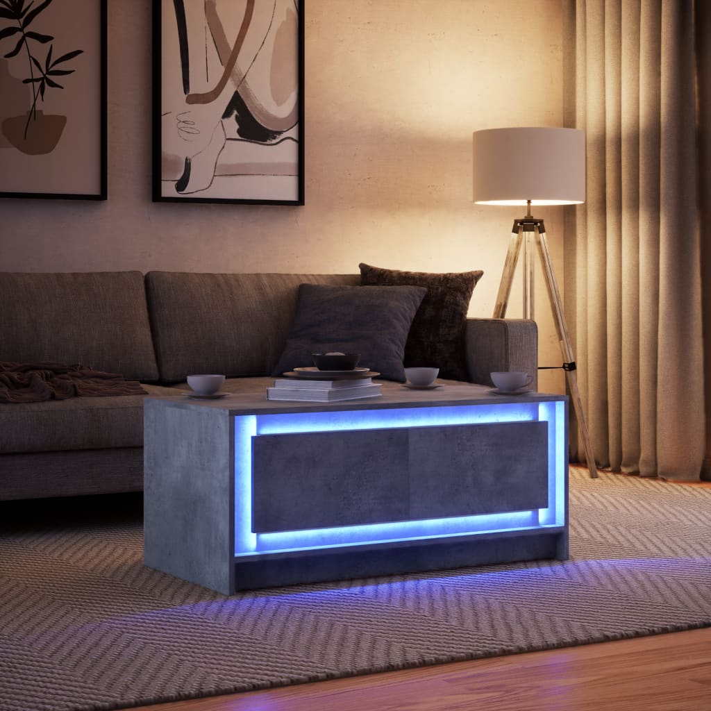 LED-Couchtisch Betongrau Holzwerkstoff