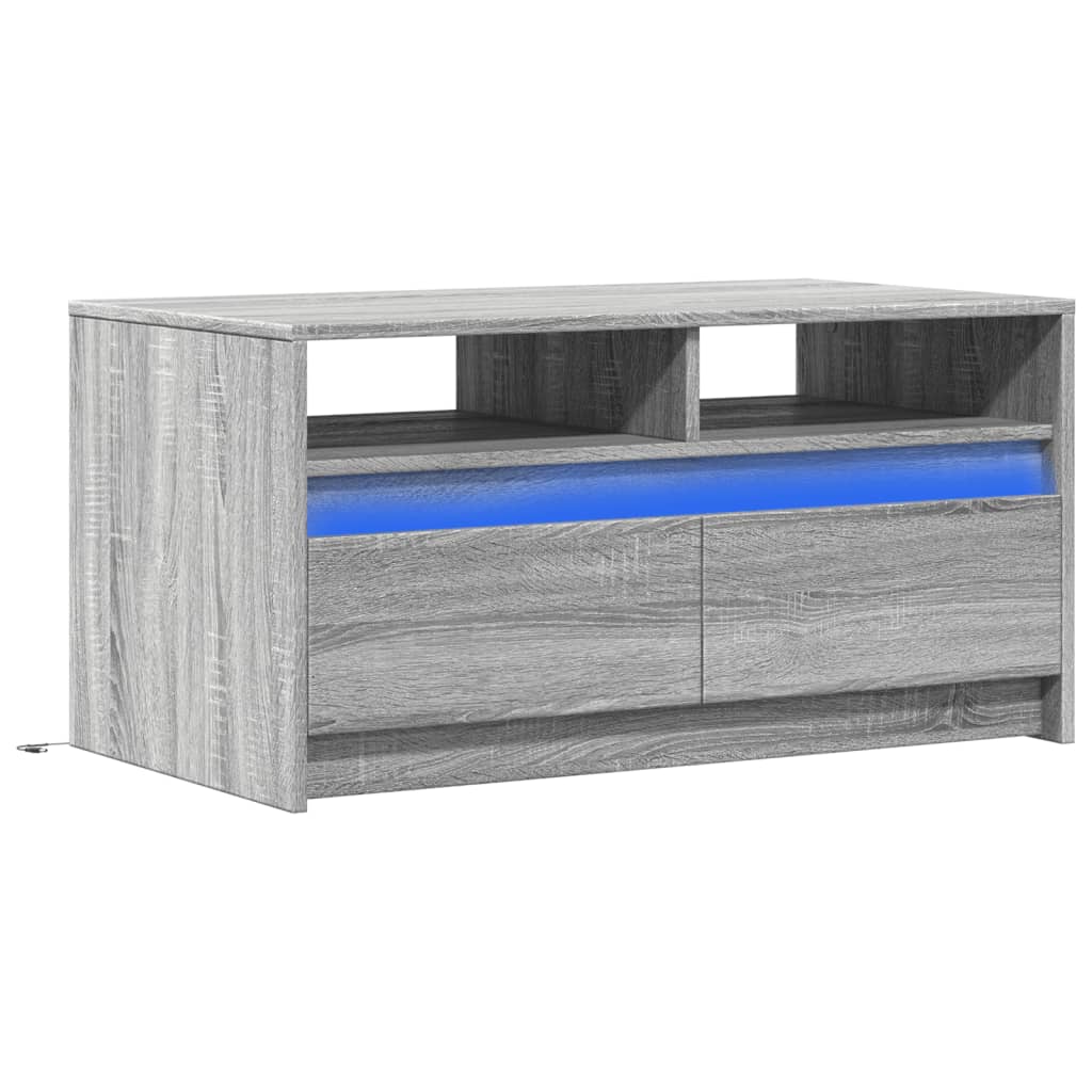 LED-Couchtisch Grau Sonoma Holzwerkstoff