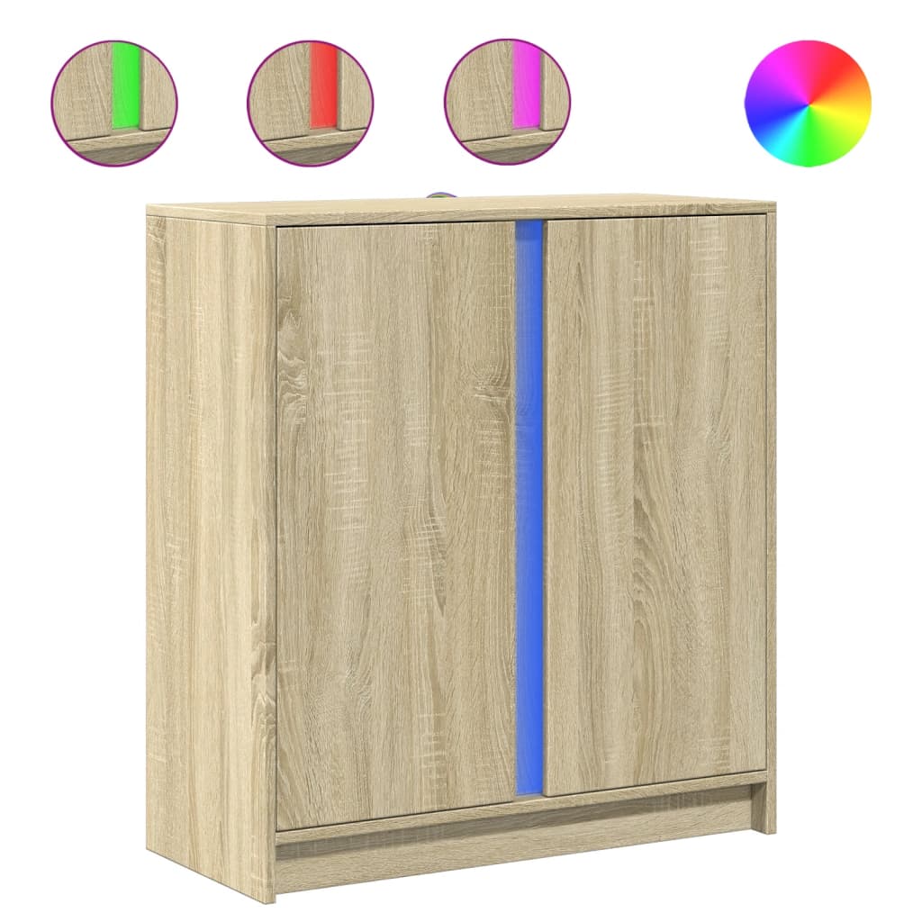 LED-Sideboard Sonoma-Eiche 77x34x85 cm Holzwerkstoff