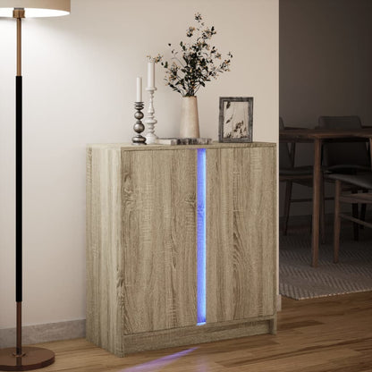 LED-Sideboard Sonoma-Eiche 77x34x85 cm Holzwerkstoff