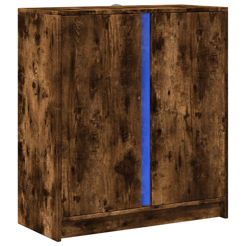 LED-Sideboard Räuchereiche 77x34x85 cm Holzwerkstoff