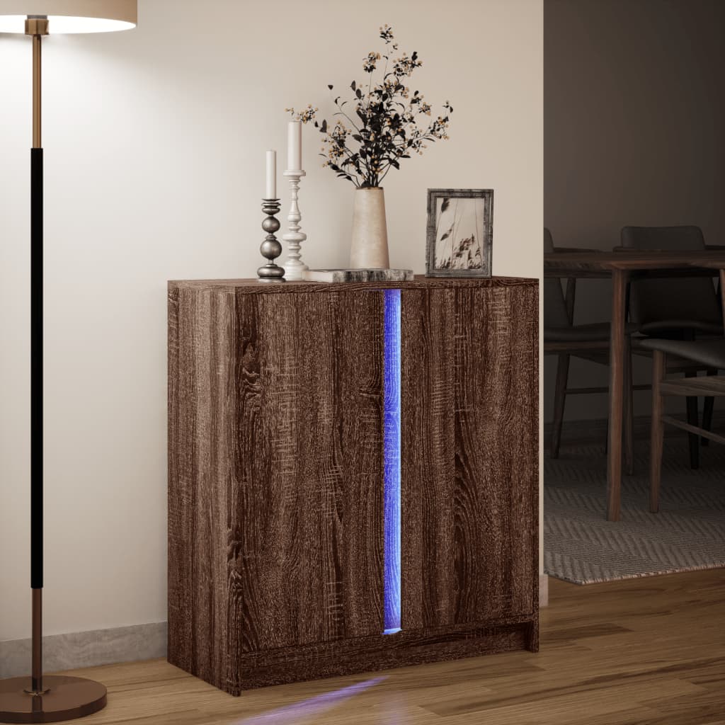 LED-Sideboard Braun Eichen-Optik 77x34x85 cm Holzwerkstoff