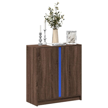 LED-Sideboard Braun Eichen-Optik 77x34x85 cm Holzwerkstoff