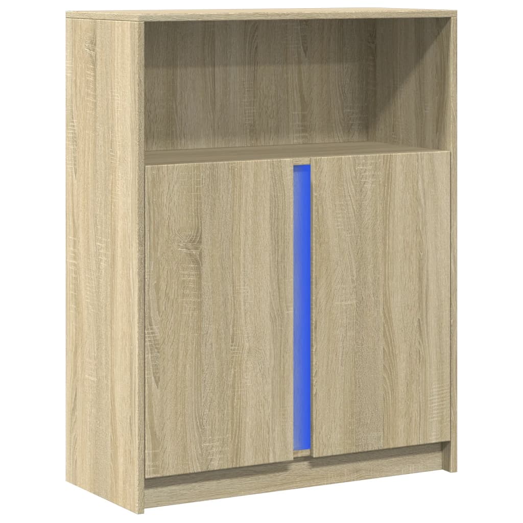 LED-Sideboard Sonoma-Eiche 77x34x100 cm Holzwerkstoff