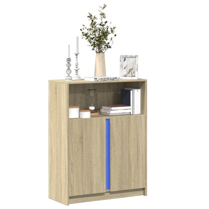 LED-Sideboard Sonoma-Eiche 77x34x100 cm Holzwerkstoff