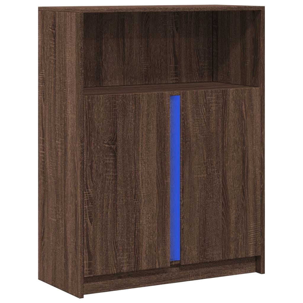 LED-Sideboard Braun Eichen-Optik 77x34x100 cm Holzwerkstoff