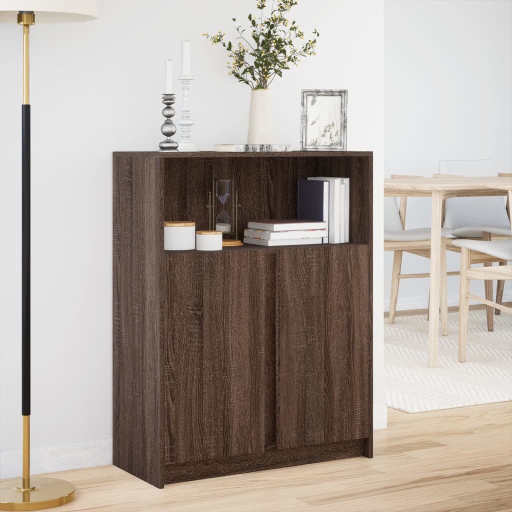 LED-Sideboard Braun Eichen-Optik 77x34x100 cm Holzwerkstoff