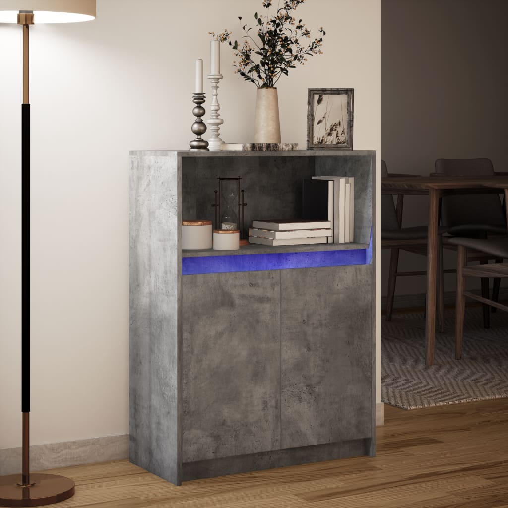 Sideboard mit LED Betongrau 72x34x100 cm Holzwerkstoff