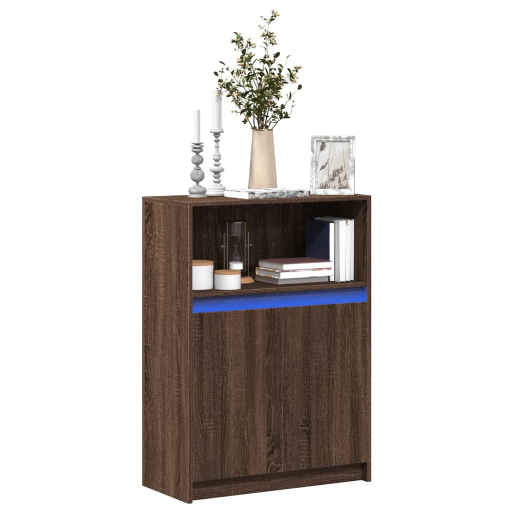 Sideboard mit LED Braun Eichen-Optik 72x34x100 cm Holzwerkstoff