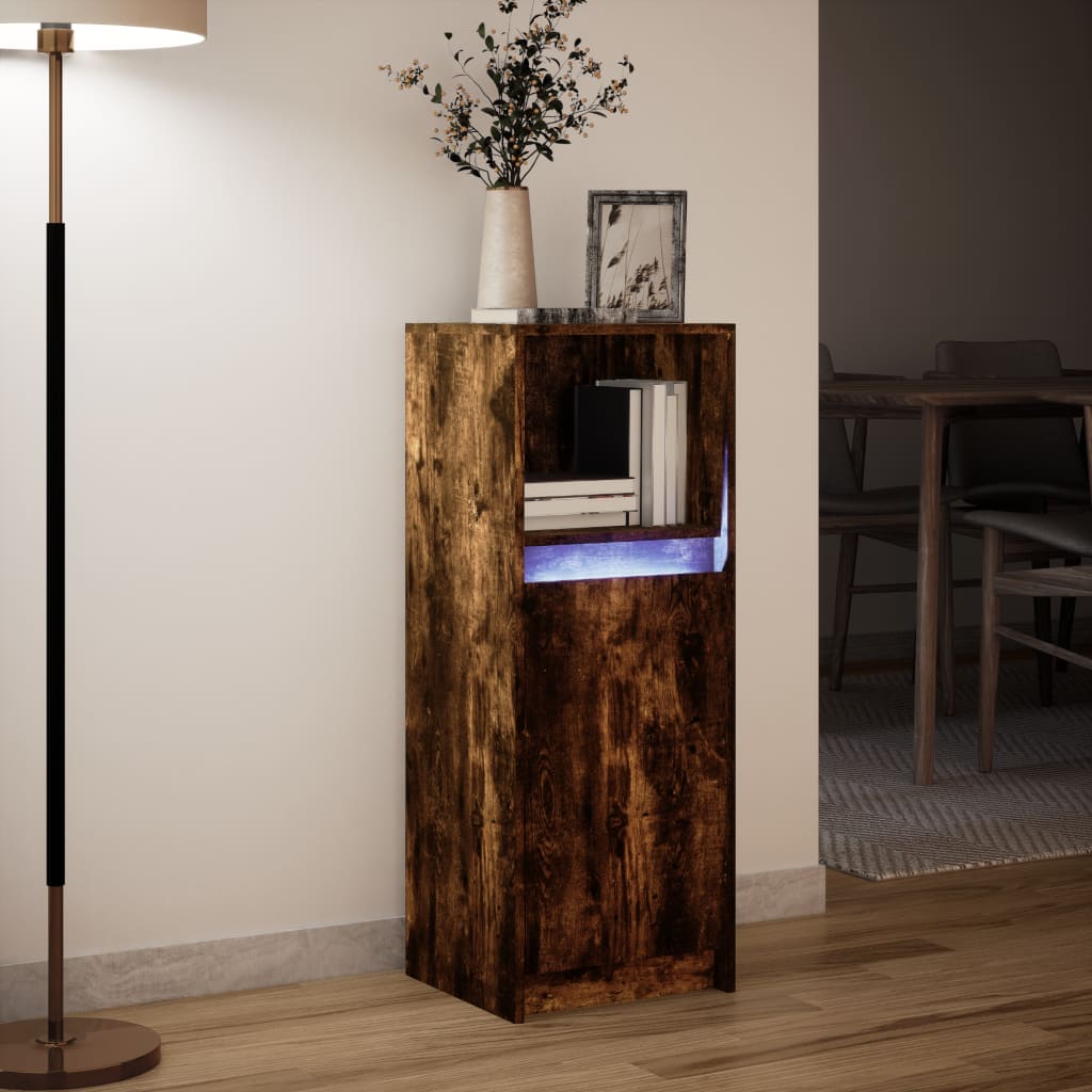 LED-Sideboard Räuchereiche 38x34x100 cm Holzwerkstoff