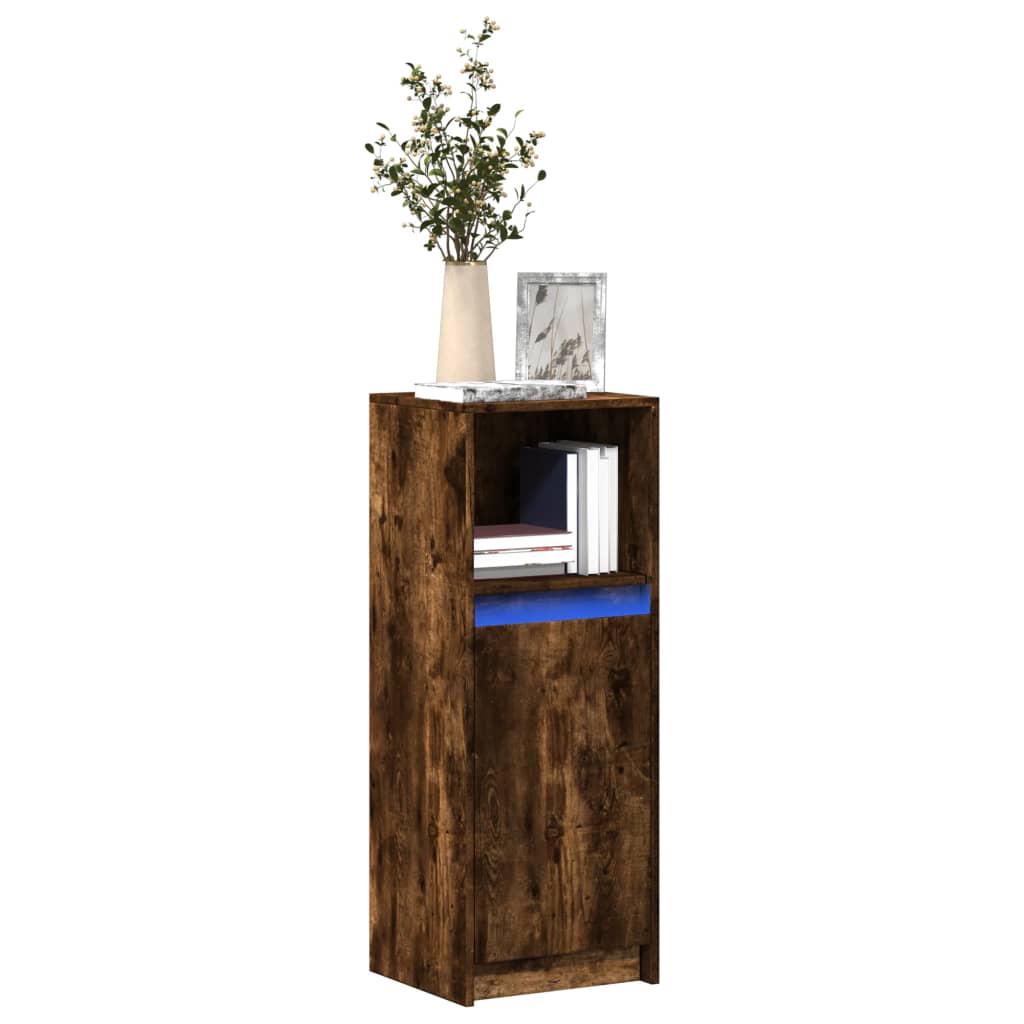 LED-Sideboard Räuchereiche 38x34x100 cm Holzwerkstoff