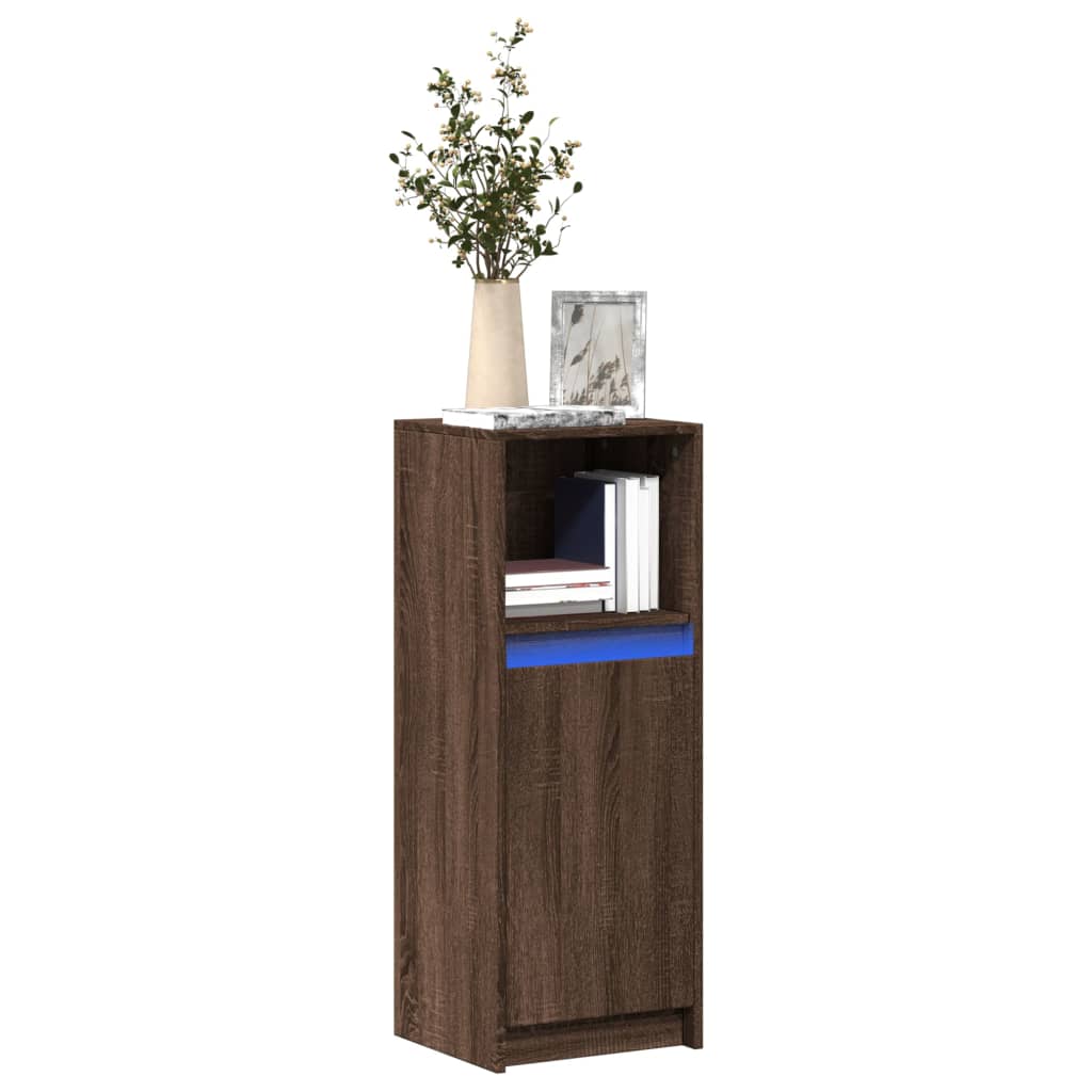 LED-Sideboard Braun Eichen-Optik 38x34x100 cm Holzwerkstoff