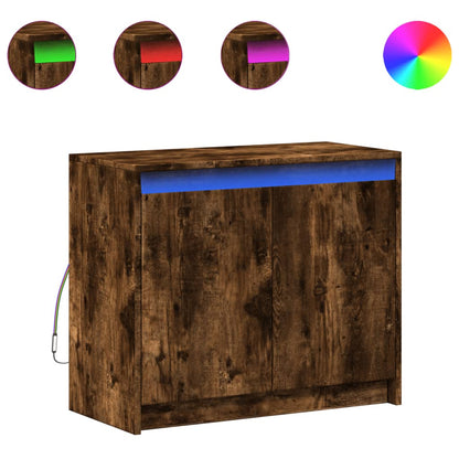 LED-Sideboard Räuchereiche 72x34x61 cm Holzwerkstoff