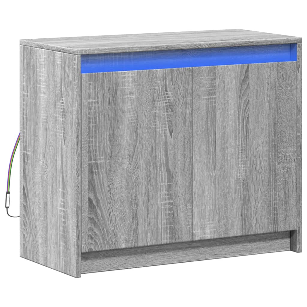 LED-Sideboard Grau Sonoma 72x34x61 cm Holzwerkstoff