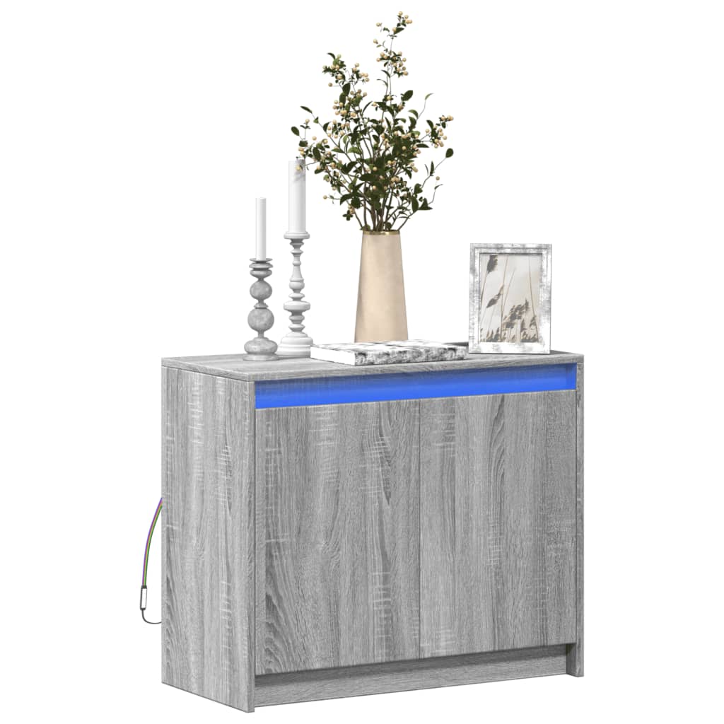 LED-Sideboard Grau Sonoma 72x34x61 cm Holzwerkstoff