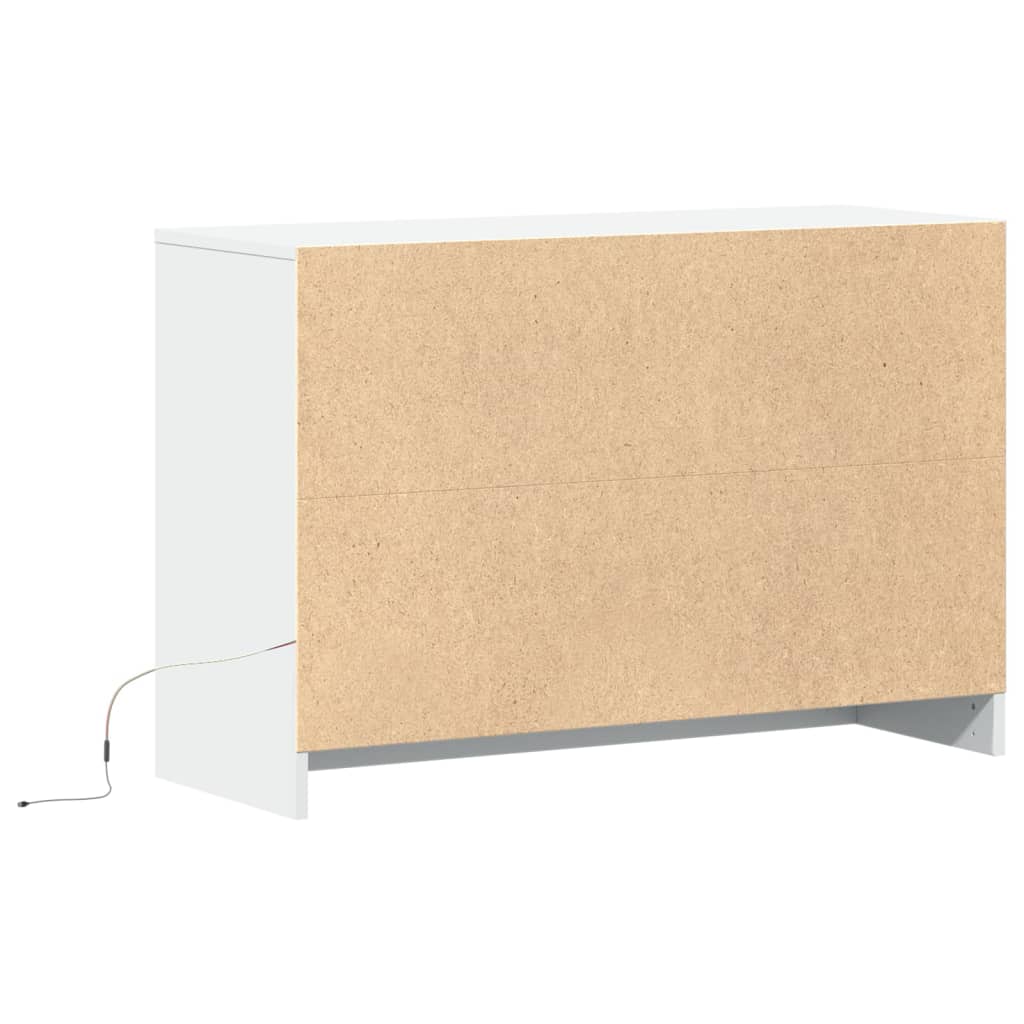 TV-Schrank mit LED-Beleuchtung Weiß 91x34x61 cm Holzwerkstoff