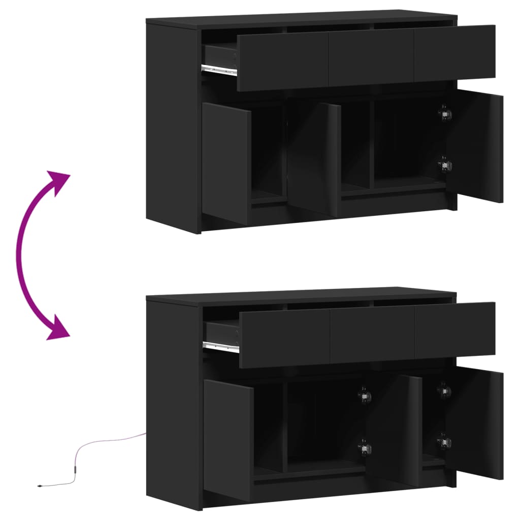 TV-Schrank mit LED-Beleuchtung Schwarz 91x34x61cm Holzwerkstoff