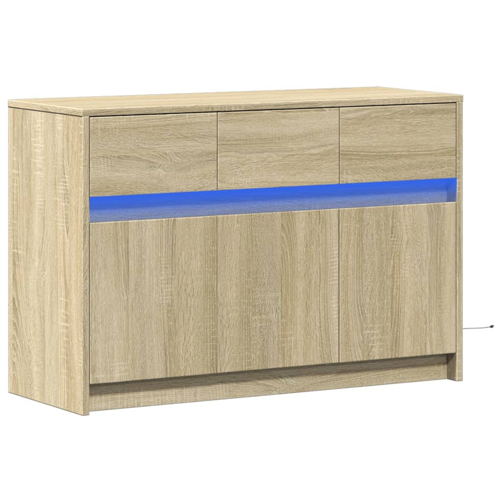 TV-Schrank mit LED-Beleuchtung Sonoma-Eiche 91x34x61 cm