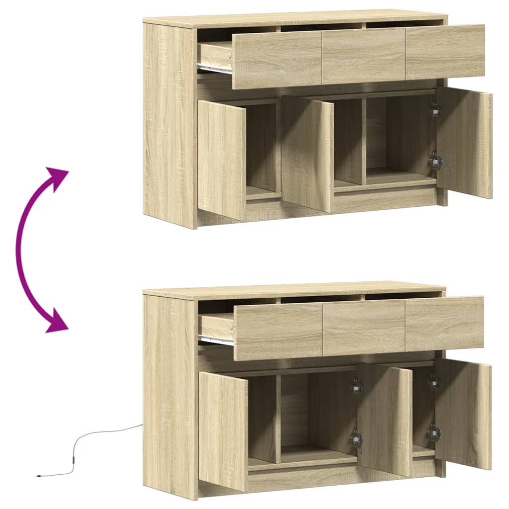 TV-Schrank mit LED-Beleuchtung Sonoma-Eiche 91x34x61 cm