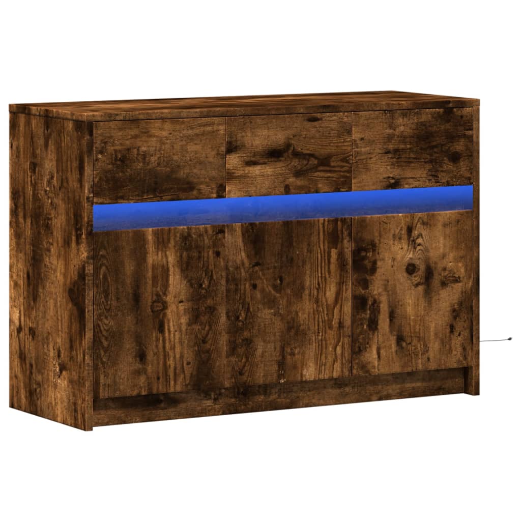 TV-Schrank mit LED-Beleuchtung Räuchereiche 91x34x61 cm