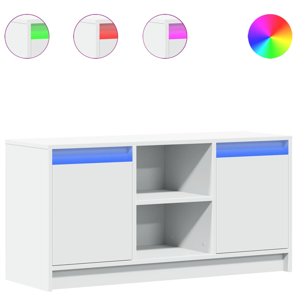 TV-Schrank mit LED-Beleuchtung Weiß 100x34x50 cm Holzwerkstoff