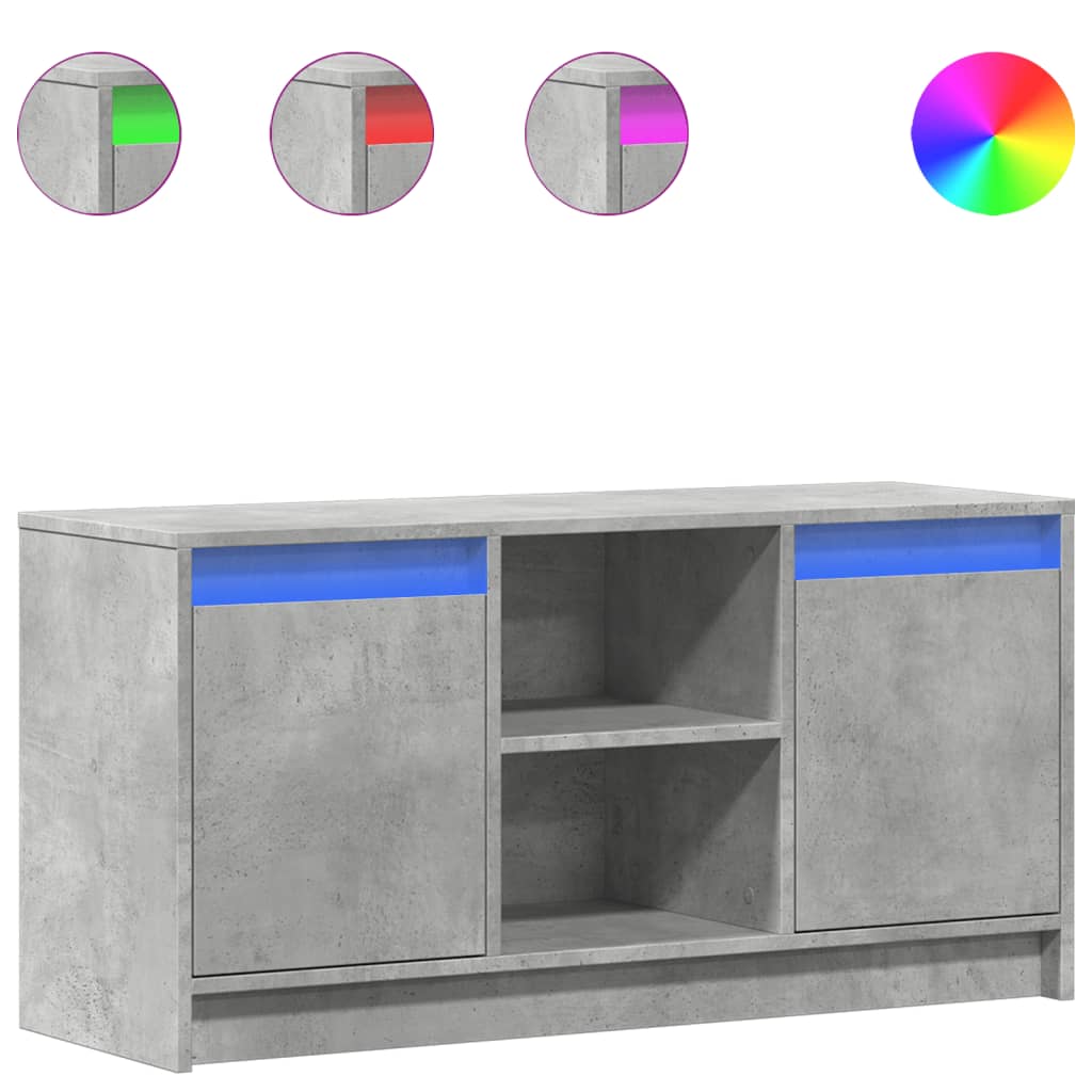 TV-Schrank mit LED-Beleuchtung Betongrau 100x34x50 cm