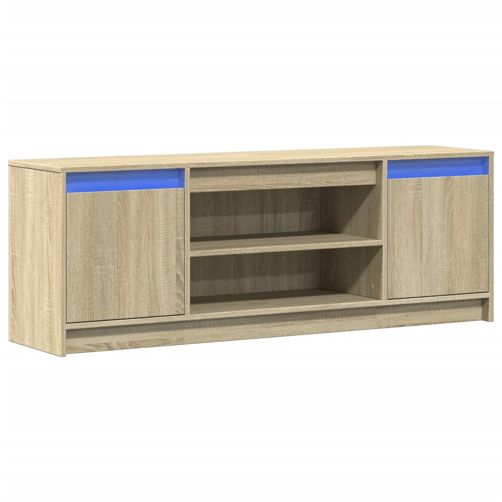 TV-Schrank mit LED-Beleuchtung Sonoma-Eiche 139,5x34x50 cm