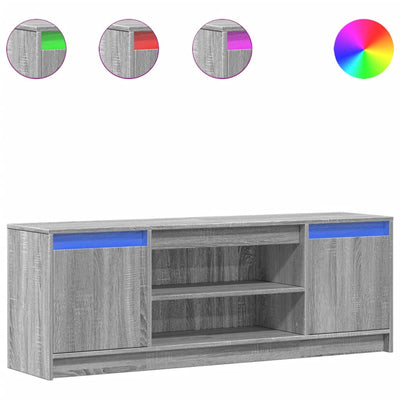 TV-Schrank mit LED-Beleuchtung Grau Sonoma 139,5x34x50 cm