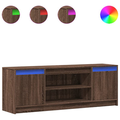 TV-Schrank mit LED-Beleuchtung Braun Eichen-Optik 139,5x34x50cm