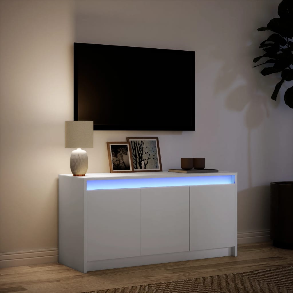 TV-Schrank mit LED-Beleuchtung Weiß 100x34x50 cm Holzwerkstoff