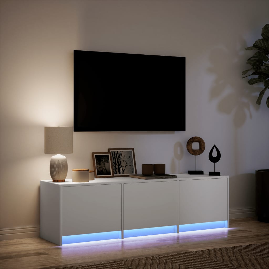 TV-Schrank mit LED-Beleuchtung Weiß 140x34x40 cm Holzwerkstoff