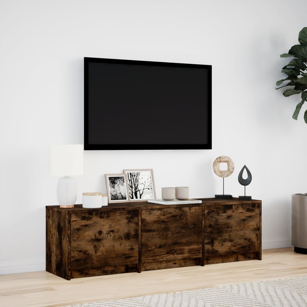 TV-Schrank LED Räuchereiche 140x34x40 cm Holzwerkstoff