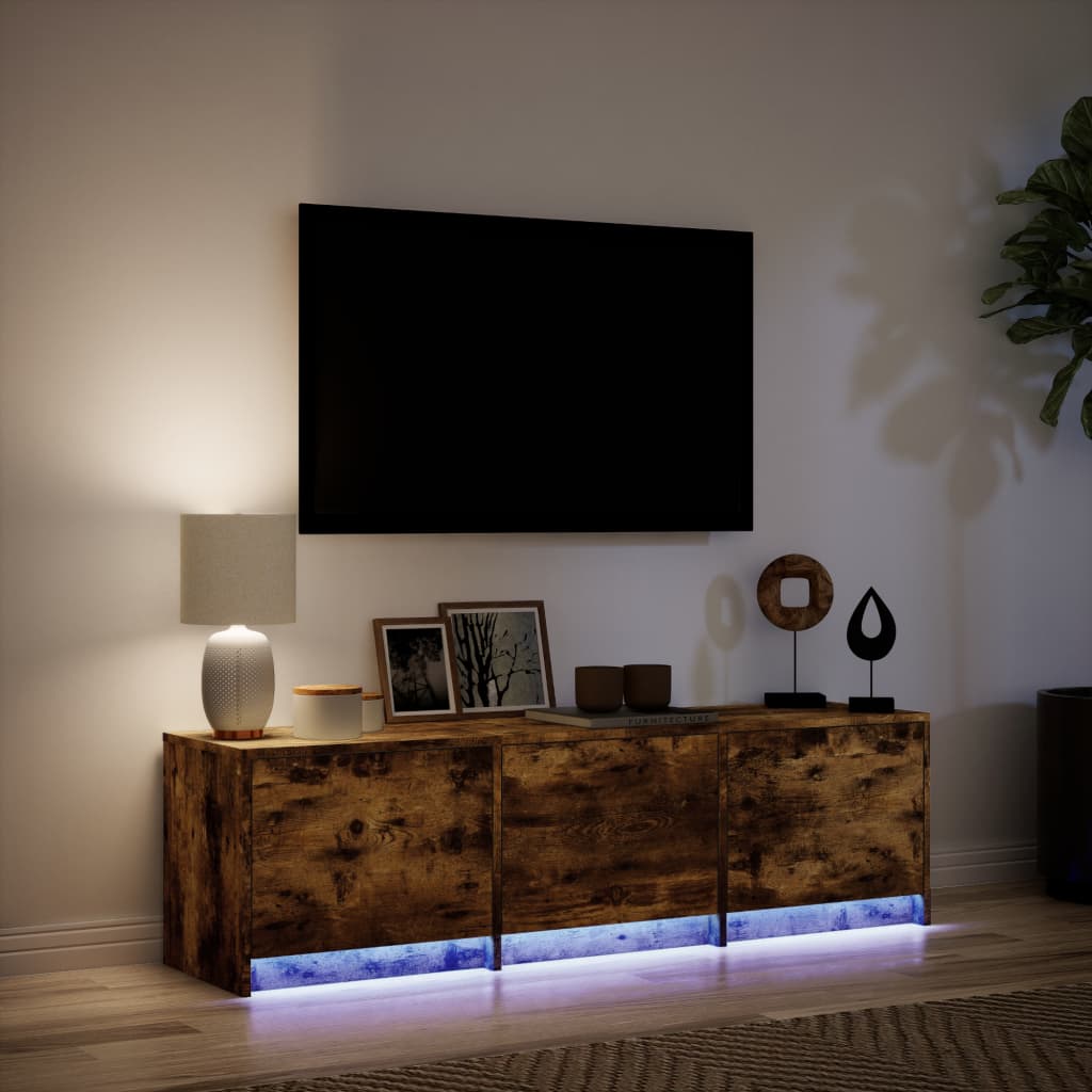 TV-Schrank LED Räuchereiche 140x34x40 cm Holzwerkstoff