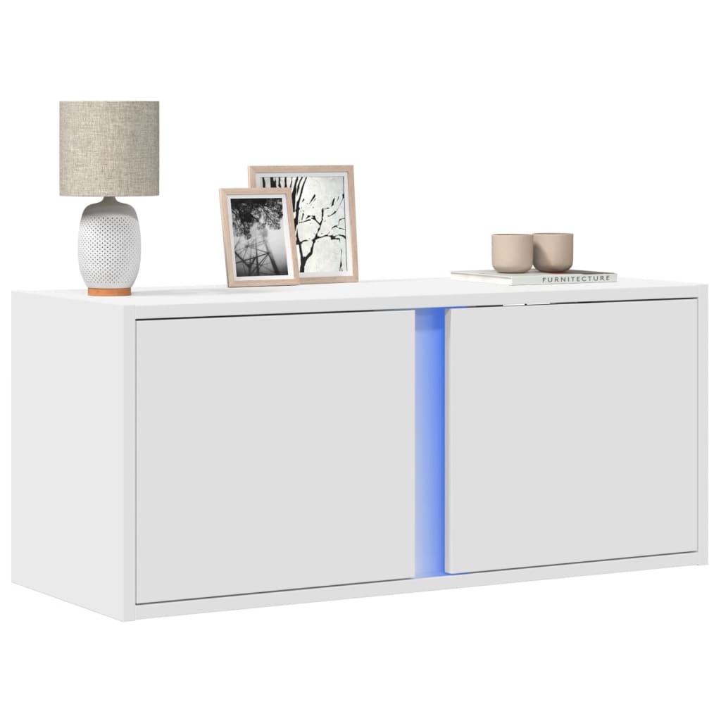 TV-Wandschrank mit LED-Beleuchtung Weiß 80x31x35 cm