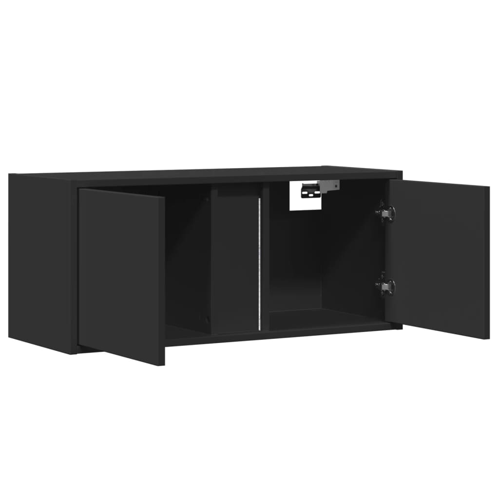 TV-Wandschrank mit LED-Beleuchtung Schwarz 80x31x35 cm