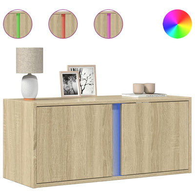 TV-Wandschrank mit LED-Beleuchtung Sonoma-Eiche 80x31x35 cm