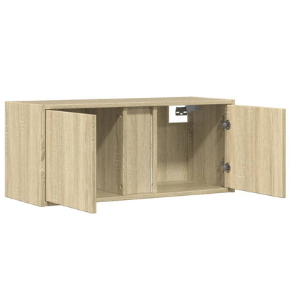 TV-Wandschrank mit LED-Beleuchtung Sonoma-Eiche 80x31x35 cm