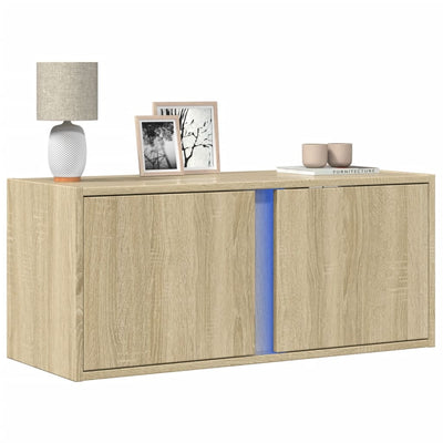 TV-Wandschrank mit LED-Beleuchtung Sonoma-Eiche 80x31x35 cm