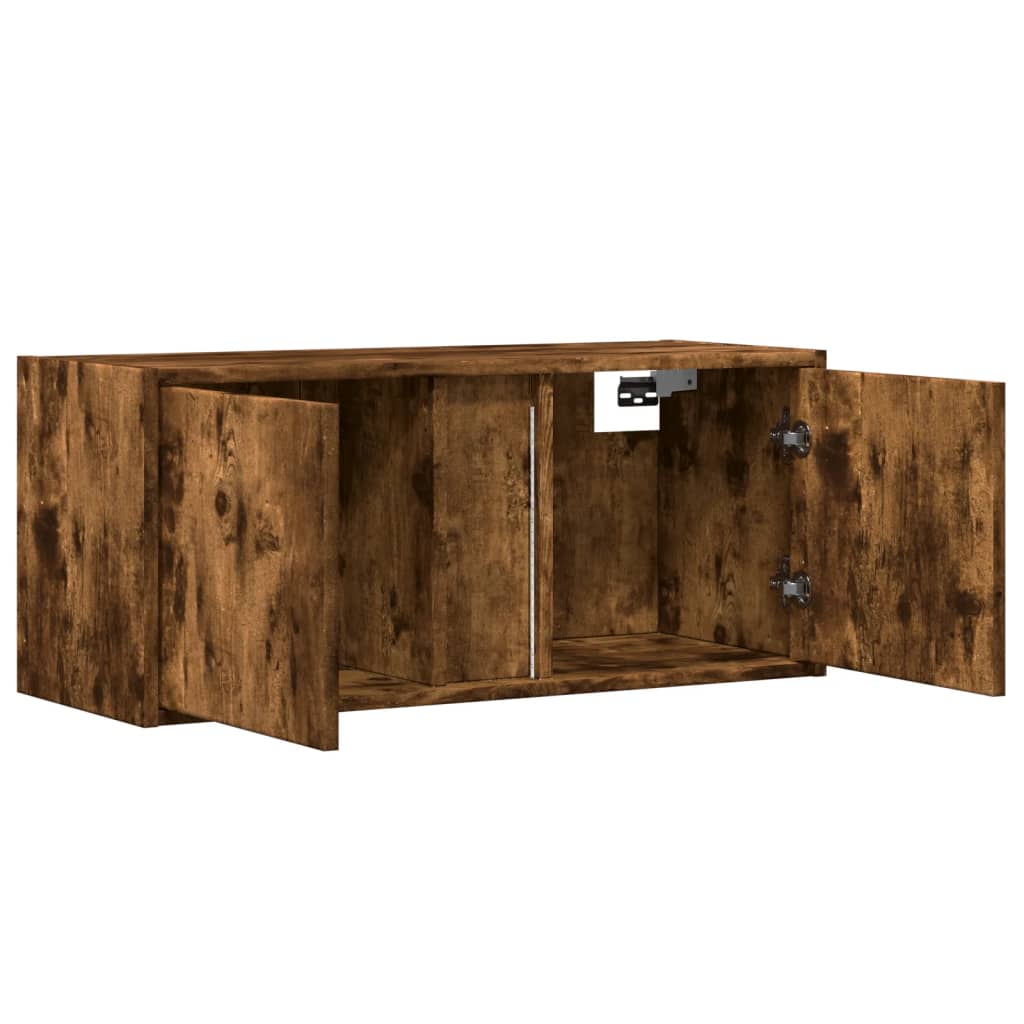 TV-Wandschrank mit LED-Beleuchtung Räuchereiche 80x31x35 cm