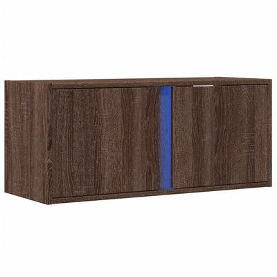 TV-Wandschrank mit LED-Beleuchtung Eichen-Optik 80x31x35 cm