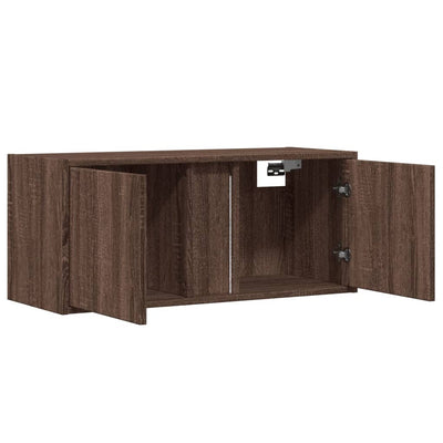 TV-Wandschrank mit LED-Beleuchtung Eichen-Optik 80x31x35 cm